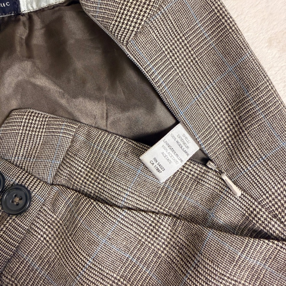 Vintage Banana Republic Brown Plaid Wool Wide Leg Lined Trousers Women's 6 - Picture 4 of 8